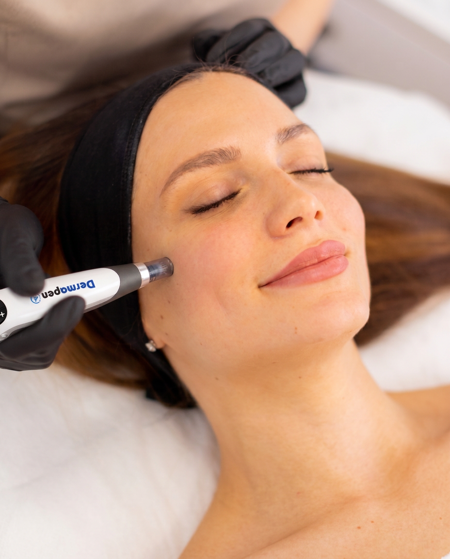 Kvinne som får microneedling med Dermapen